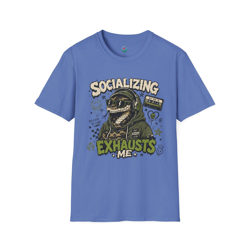 Socializing Exhausts Me T-Shirt — Funny Introvert Graphic Tee