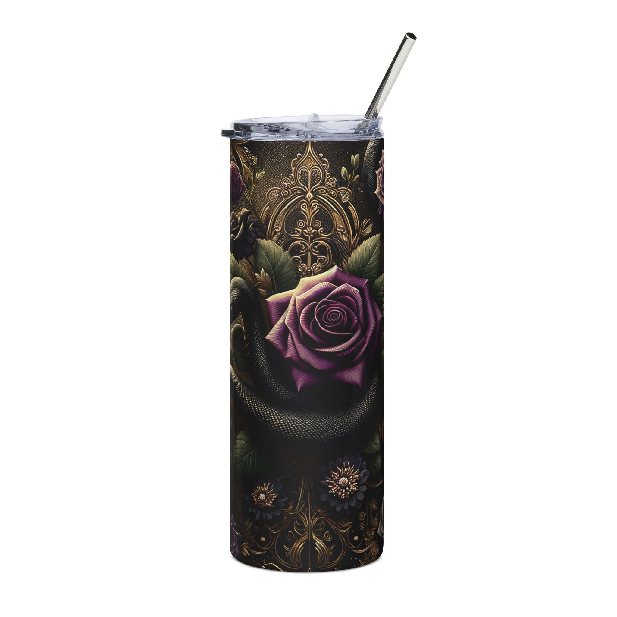 20oz Stainless Tumbler — Gothic Rose & Snake Insulated Travel Cup