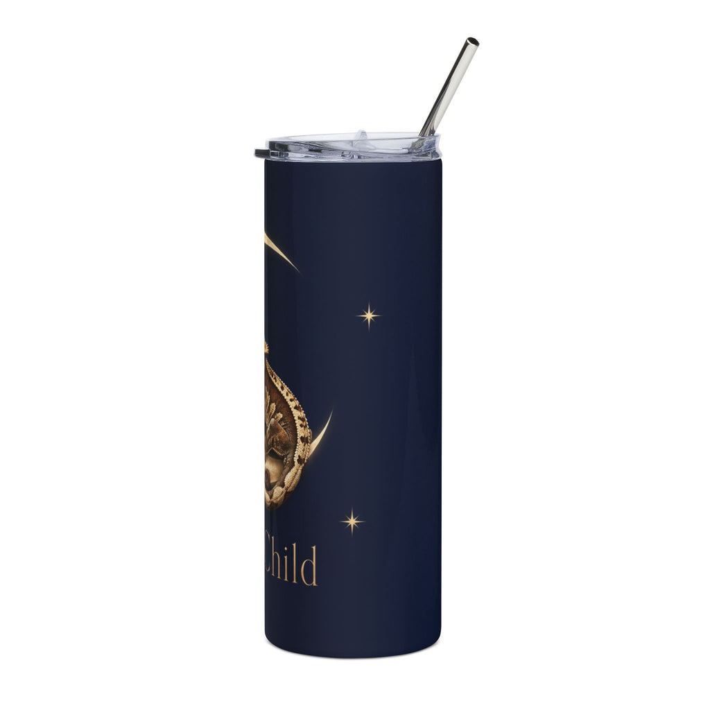 Moon Child Tumbler — 20oz Stainless Steel Travel Cup with Crested Gecko on Crescent Moon