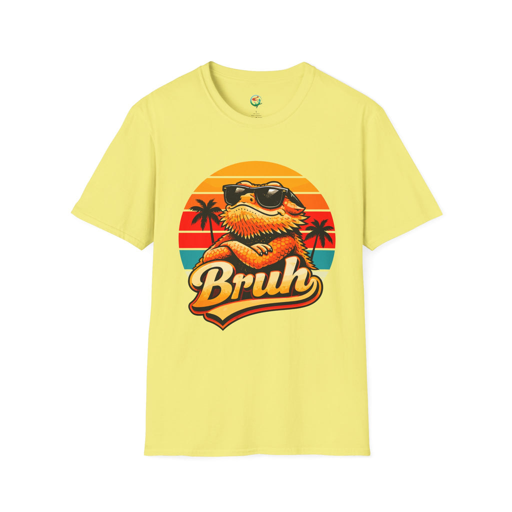 Bearded Dragon 'Bruh' Tee — Retro Sunset Lizard T-Shirt