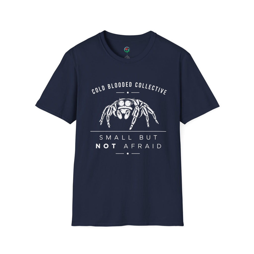 Jumping Spider T‑Shirt — "Cold Blooded Collective: Small But Not Afraid"
