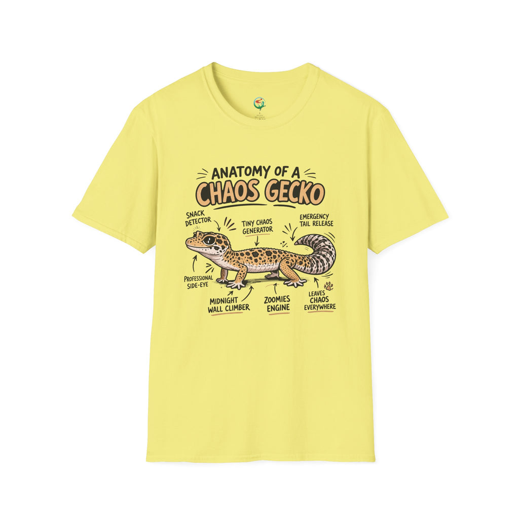 Chaos Gecko Anatomy T-Shirt — Funny Leopard Gecko Pet Owner Tee