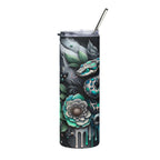20oz Stainless Tumbler — Teal Snake & Succulent Art Stainless Steel Travel Cup