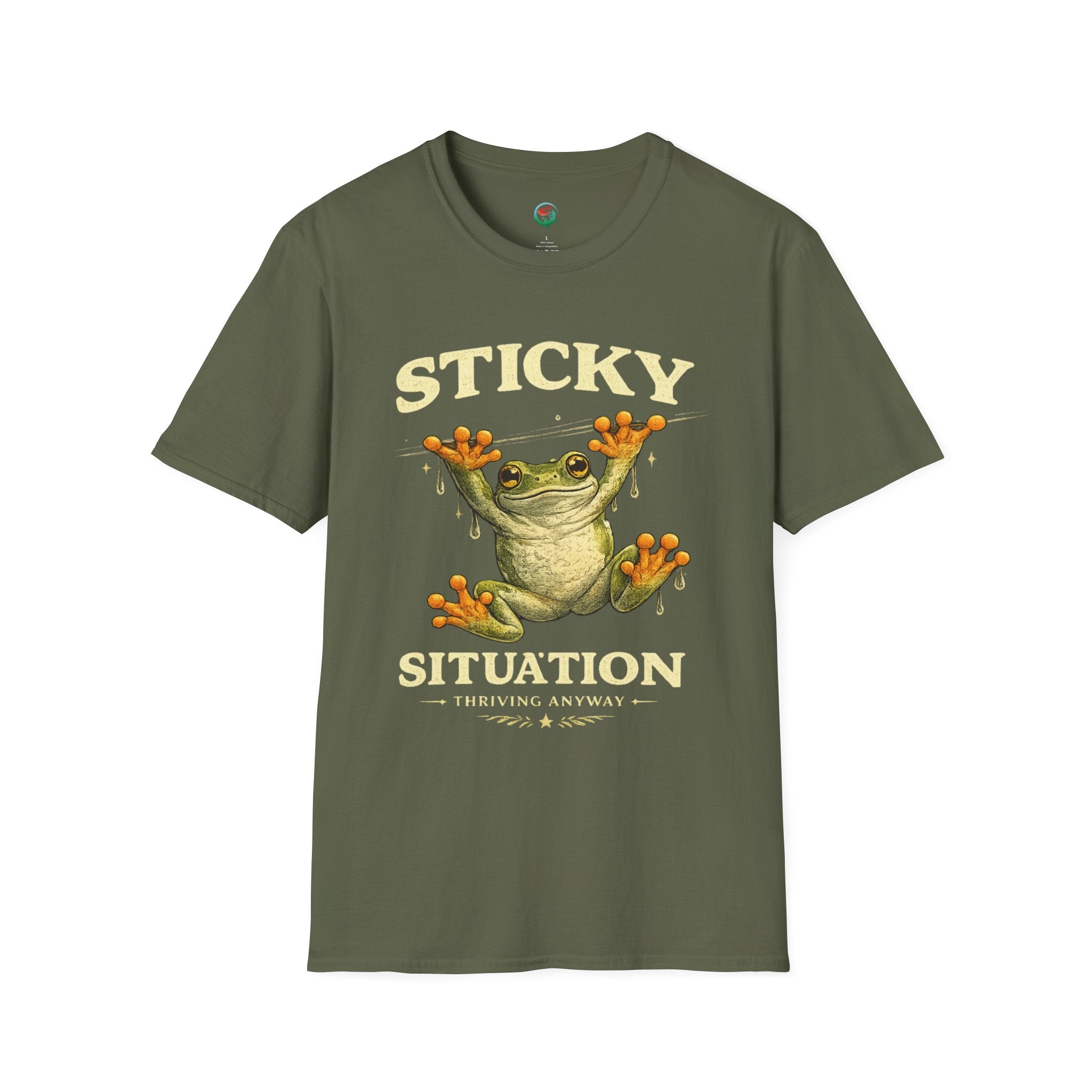 Sticky Situation – Thriving Anyway Frog Graphic T-Shirt