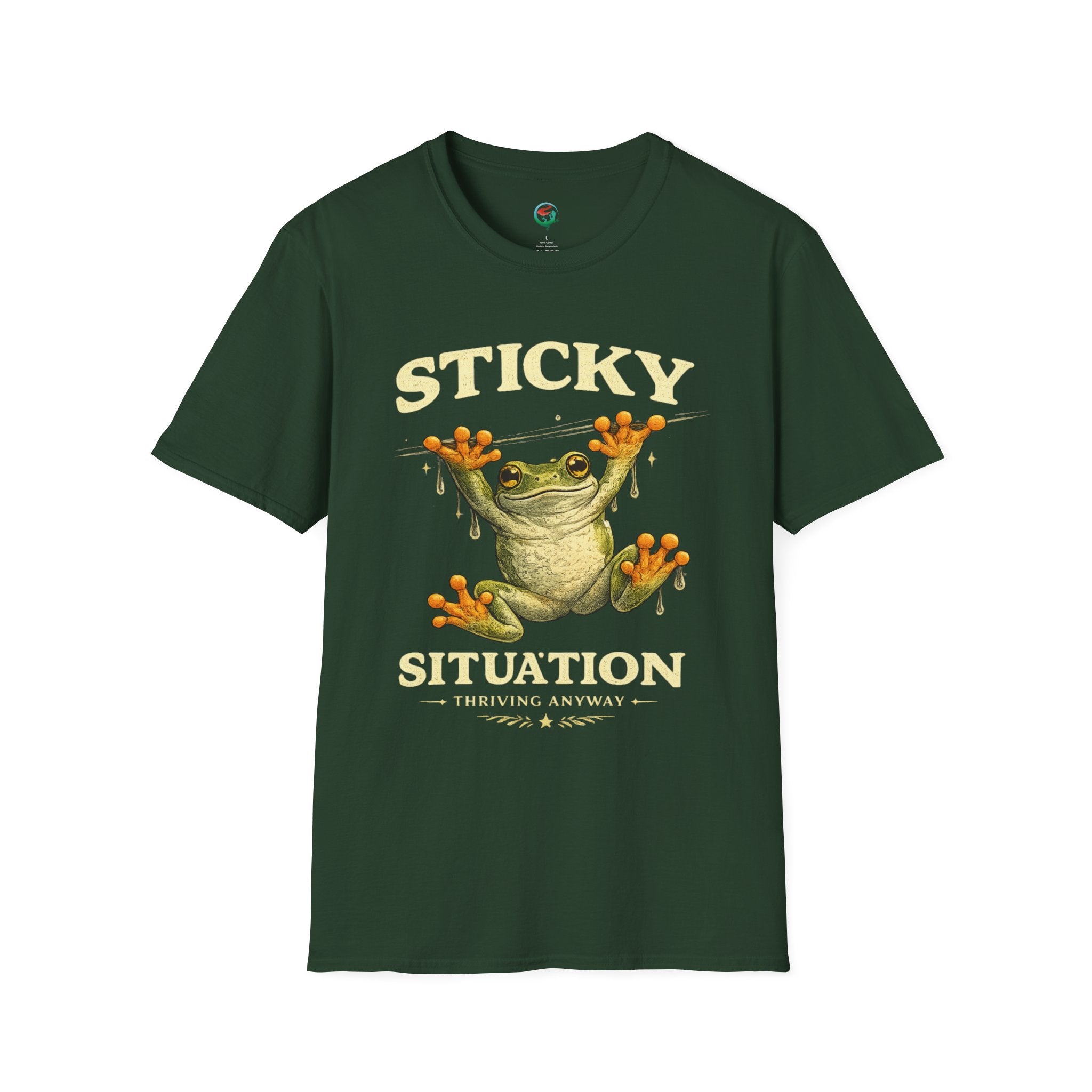Sticky Situation – Thriving Anyway Frog Graphic T-Shirt