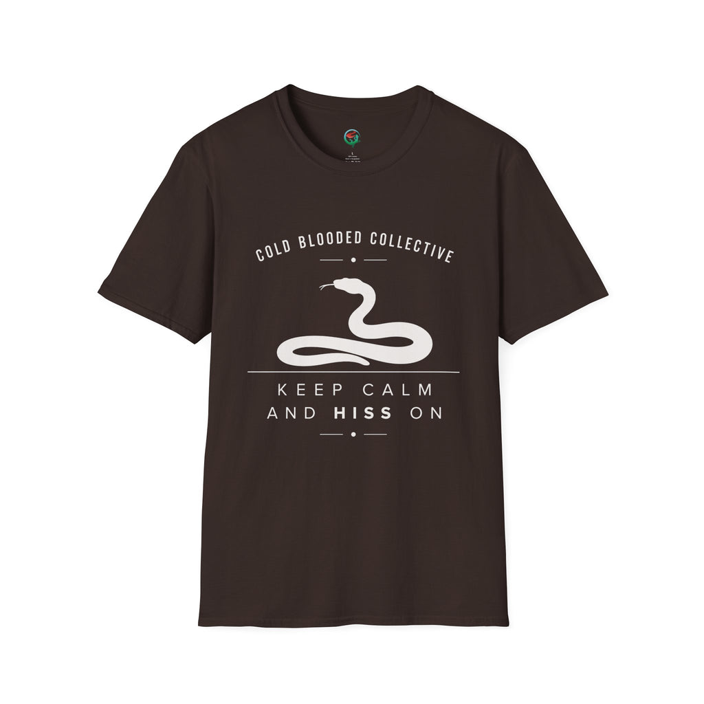 Cold Blooded Collective Snake T-Shirt — "Keep Calm and Hiss On" Graphic Tee
