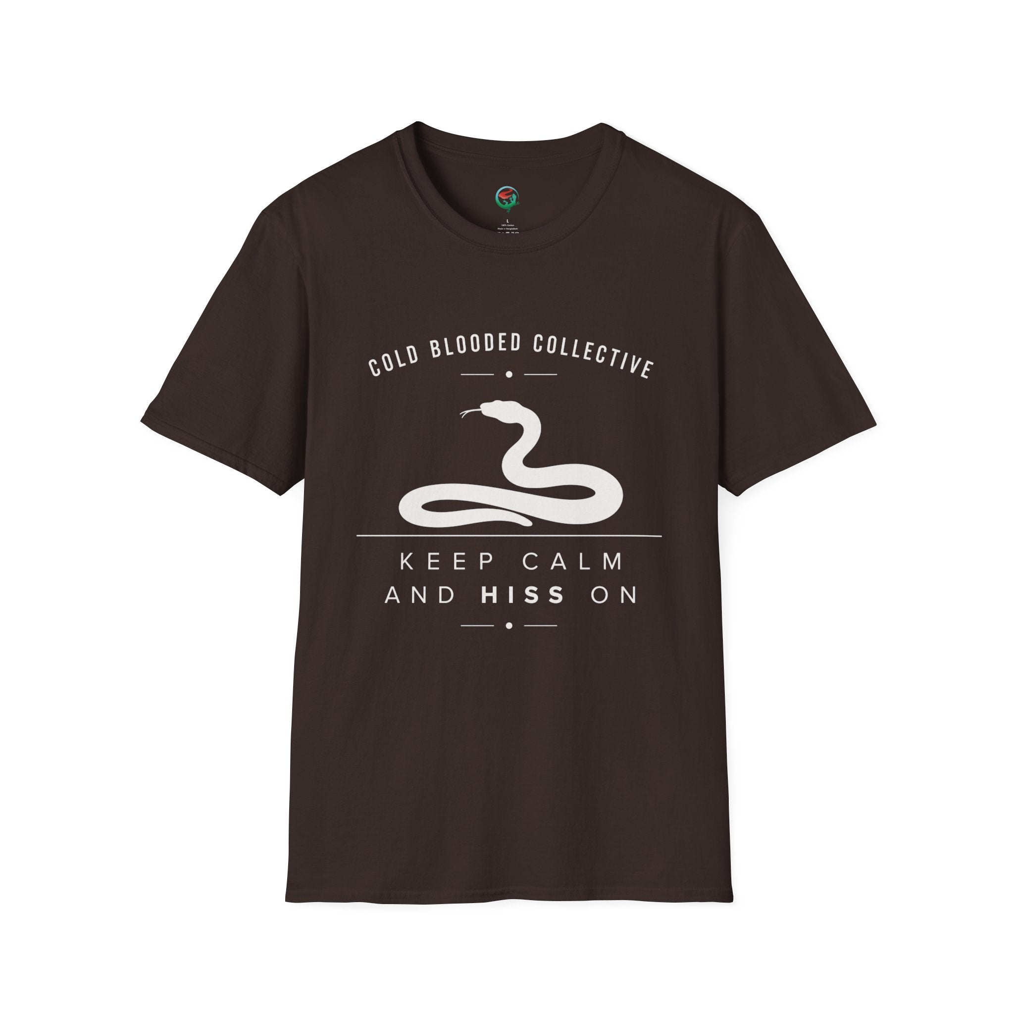 Cold Blooded Collective Snake T-Shirt — "Keep Calm and Hiss On" Graphic Tee