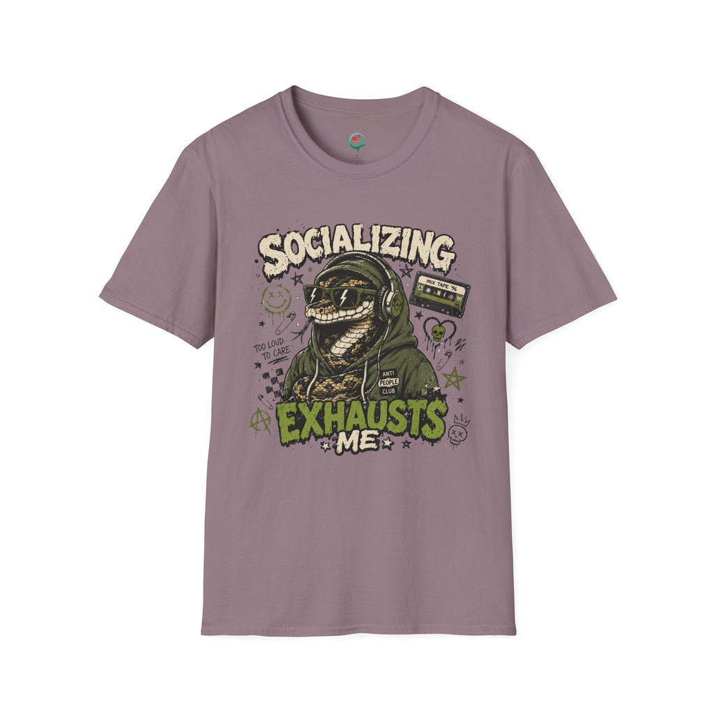 Socializing Exhausts Me T-Shirt — Funny Introvert Graphic Tee