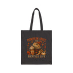 Pumpkin Spice and Reptile Life Canvas Tote Bag | Fall Bearded Dragon Tote | Autumn Reptile Lover Gift