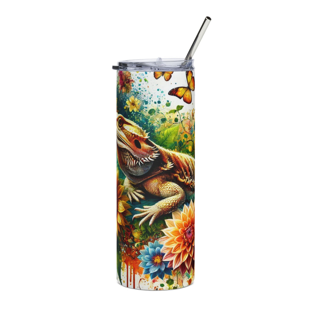Bearded Dragon Sunflower Stainless Steel Tumbler – 20oz Insulated Travel Cup