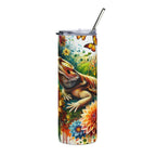 Bearded Dragon Sunflower Stainless Steel Tumbler – 20oz Insulated Travel Cup