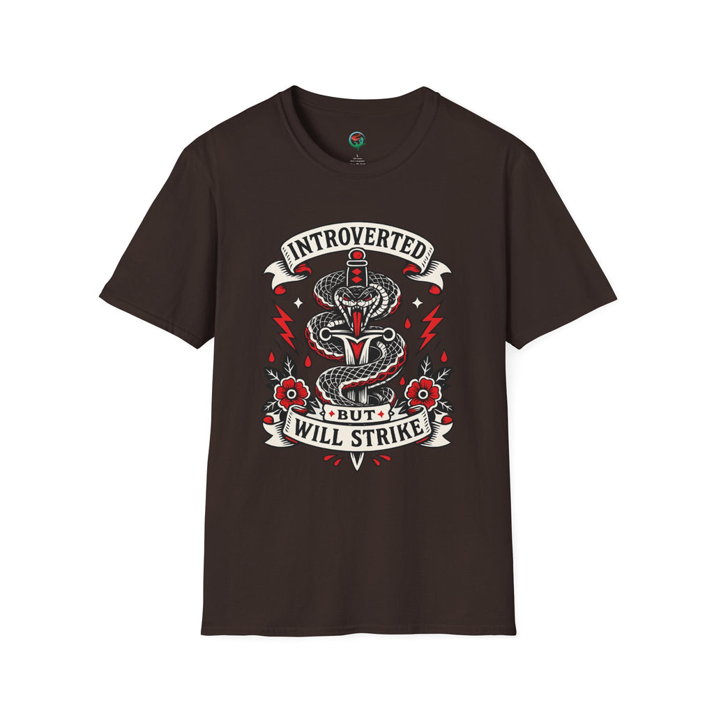 Introverted But Will Strike T-Shirt — Retro Snake Dagger Graphic Tee