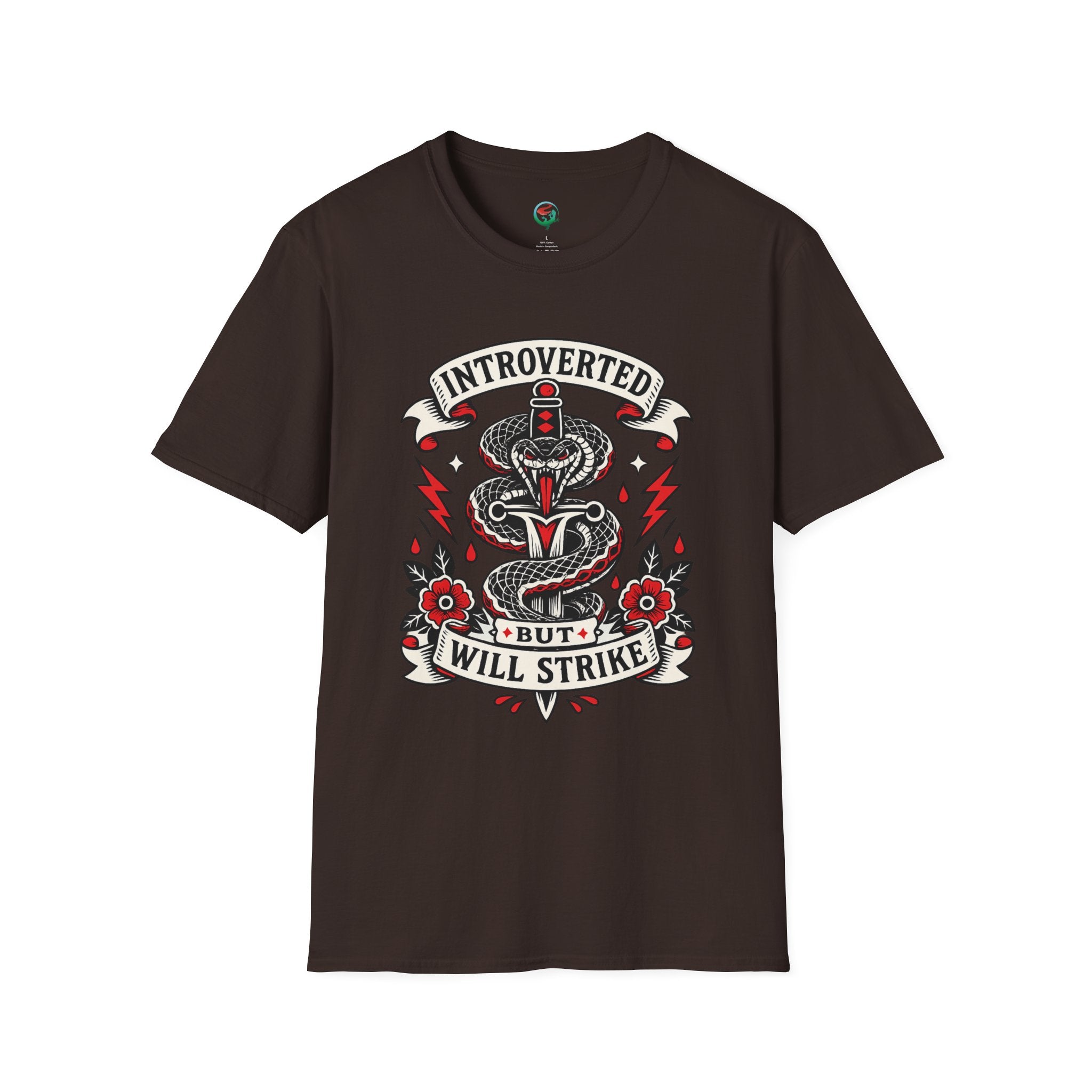 Introverted But Will Strike T-Shirt — Retro Snake Dagger Graphic Tee
