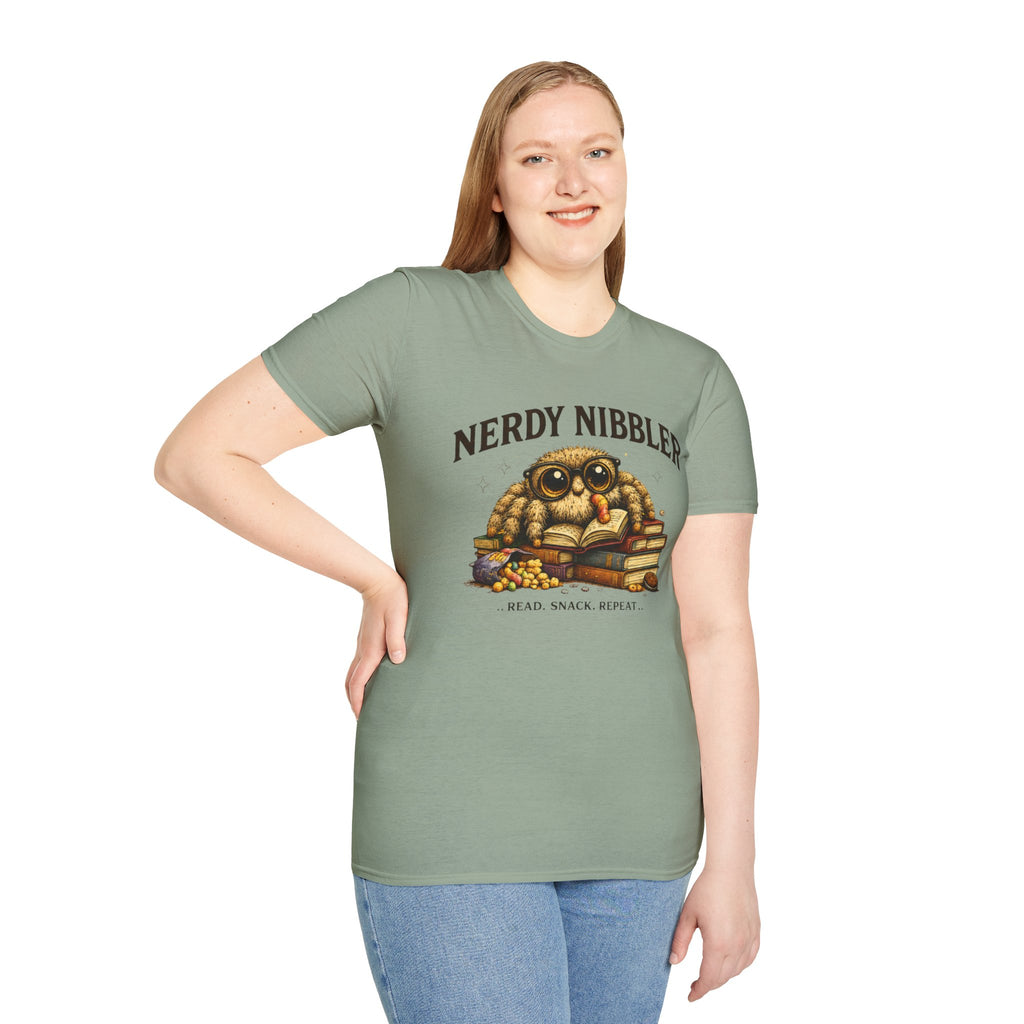 Nerdy Nibbler – Read. Snack. Repeat. Jumping Spider Graphic T-Shirt