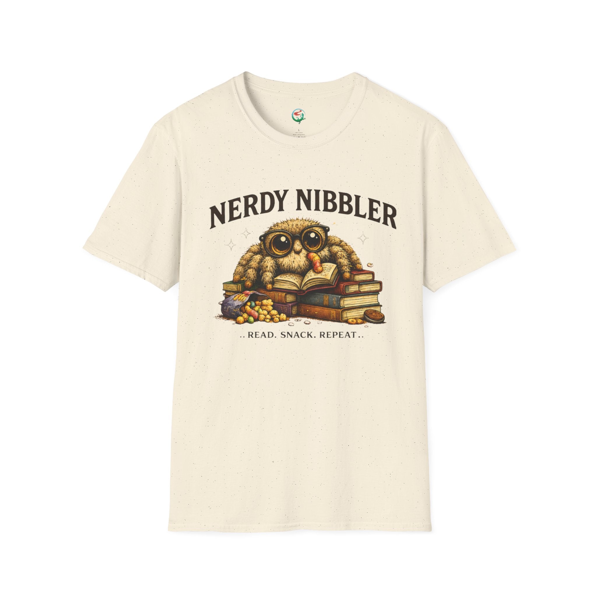 Nerdy Nibbler – Read. Snack. Repeat. Jumping Spider Graphic T-Shirt