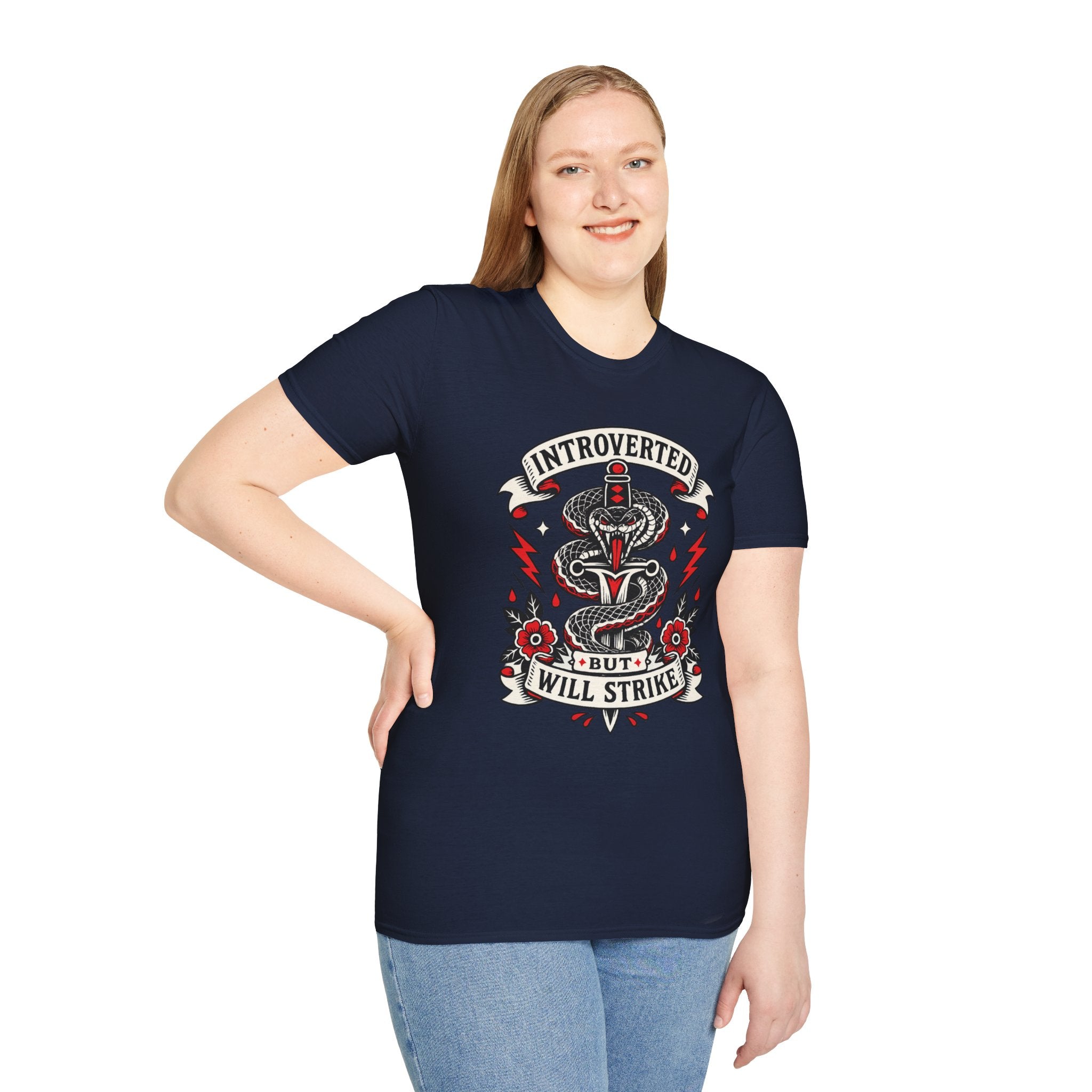 Introverted But Will Strike T-Shirt — Retro Snake Dagger Graphic Tee