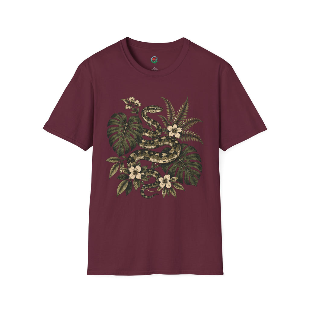 Botanical Snake Graphic T-Shirt | Vintage Floral Reptile Tee