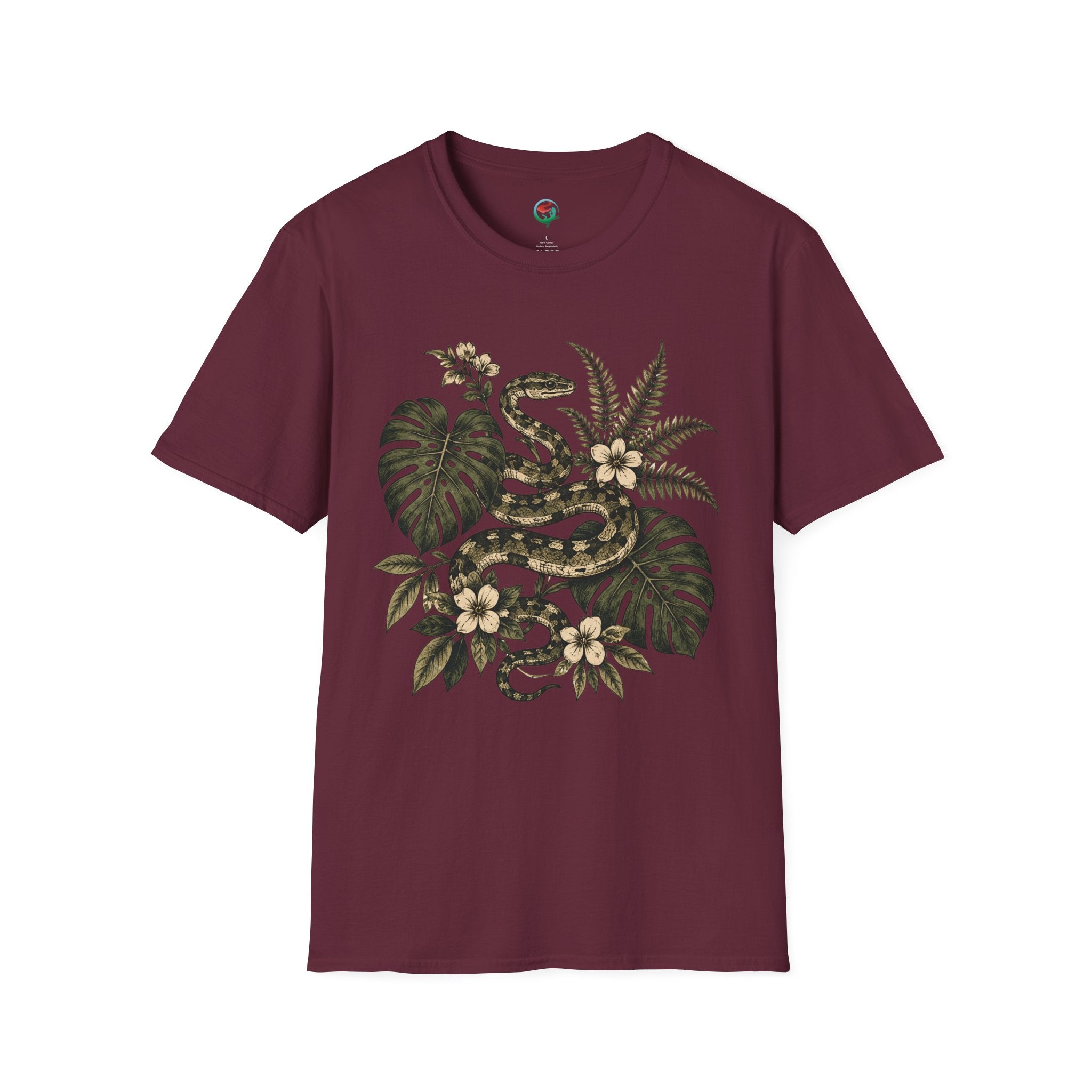 Botanical Snake Graphic T-Shirt | Vintage Floral Reptile Tee