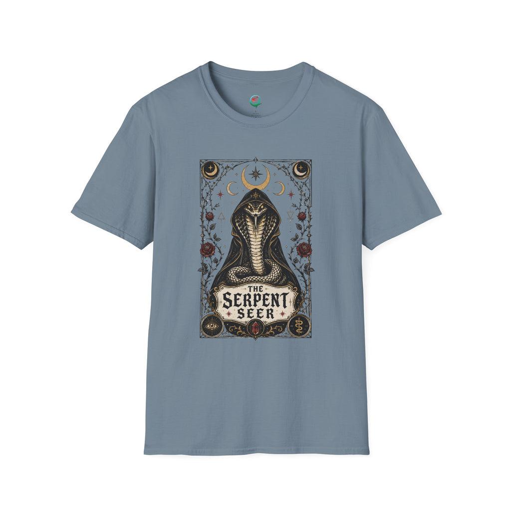 Serpent Seer T-Shirt — Mystical Cobra & Moon Phase Graphic Tee