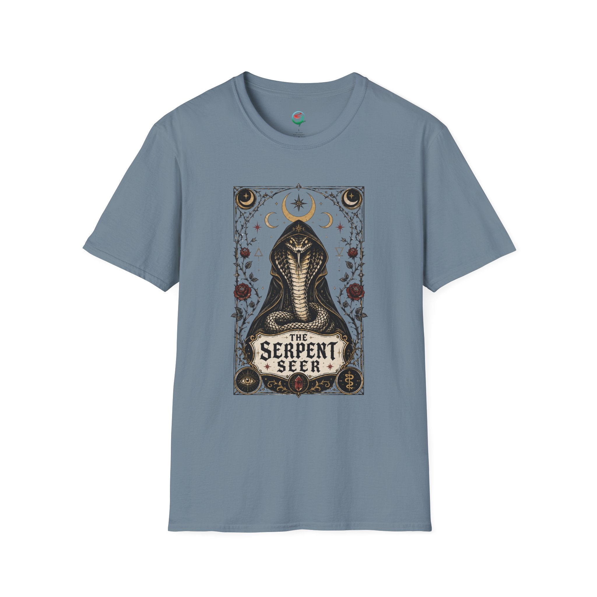 Serpent Seer T-Shirt — Mystical Cobra & Moon Phase Graphic Tee