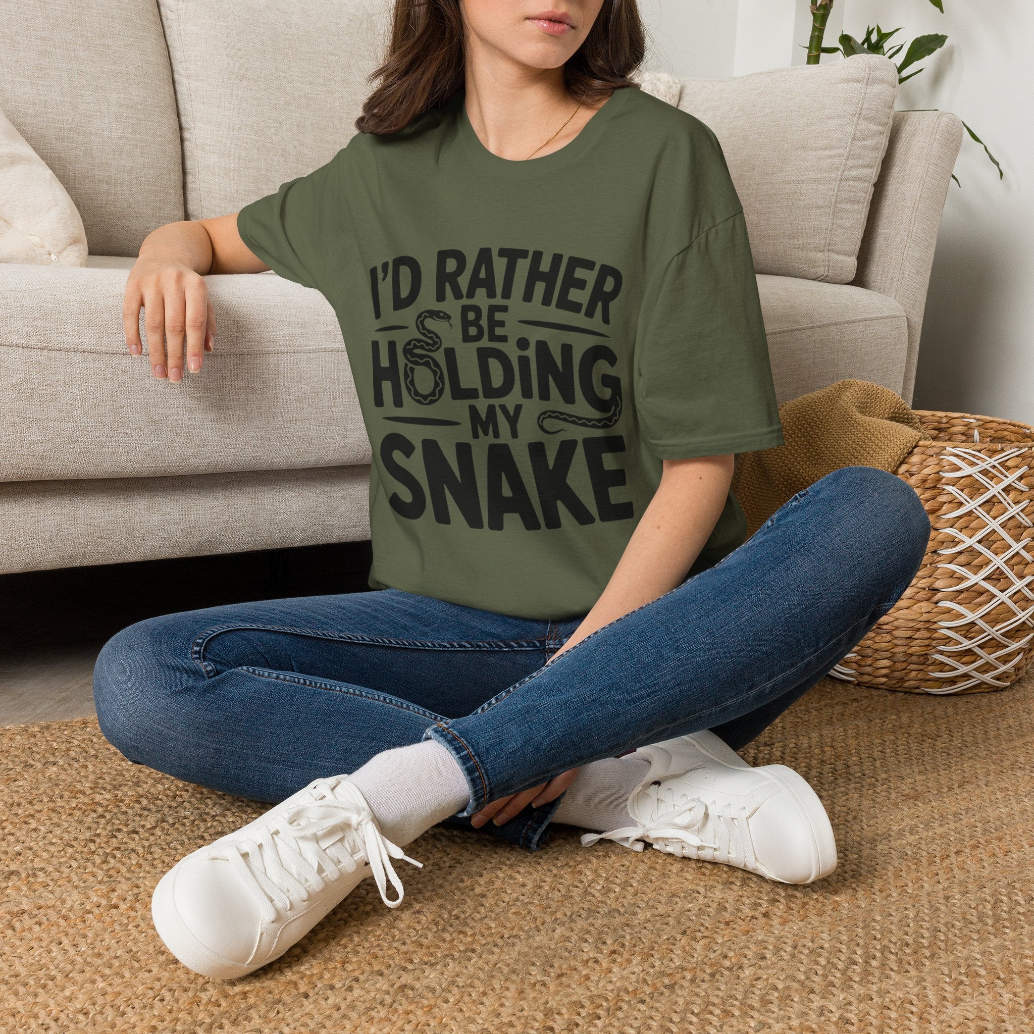 Snake Lover T-Shirt — "I'd Rather Be Holding My Snake" Graphic Tee