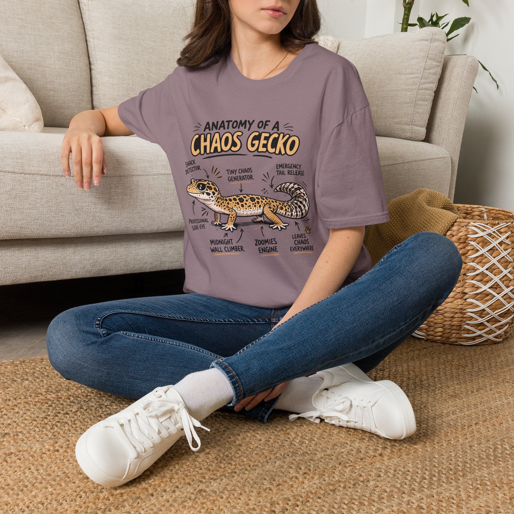 Chaos Gecko Anatomy T-Shirt — Funny Leopard Gecko Pet Owner Tee