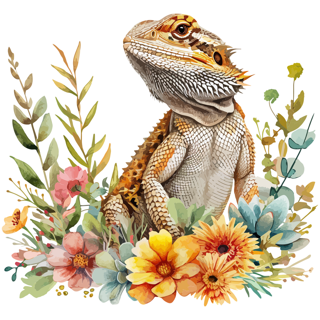 Bearded Dragon Floral 20oz Stainless Tumbler