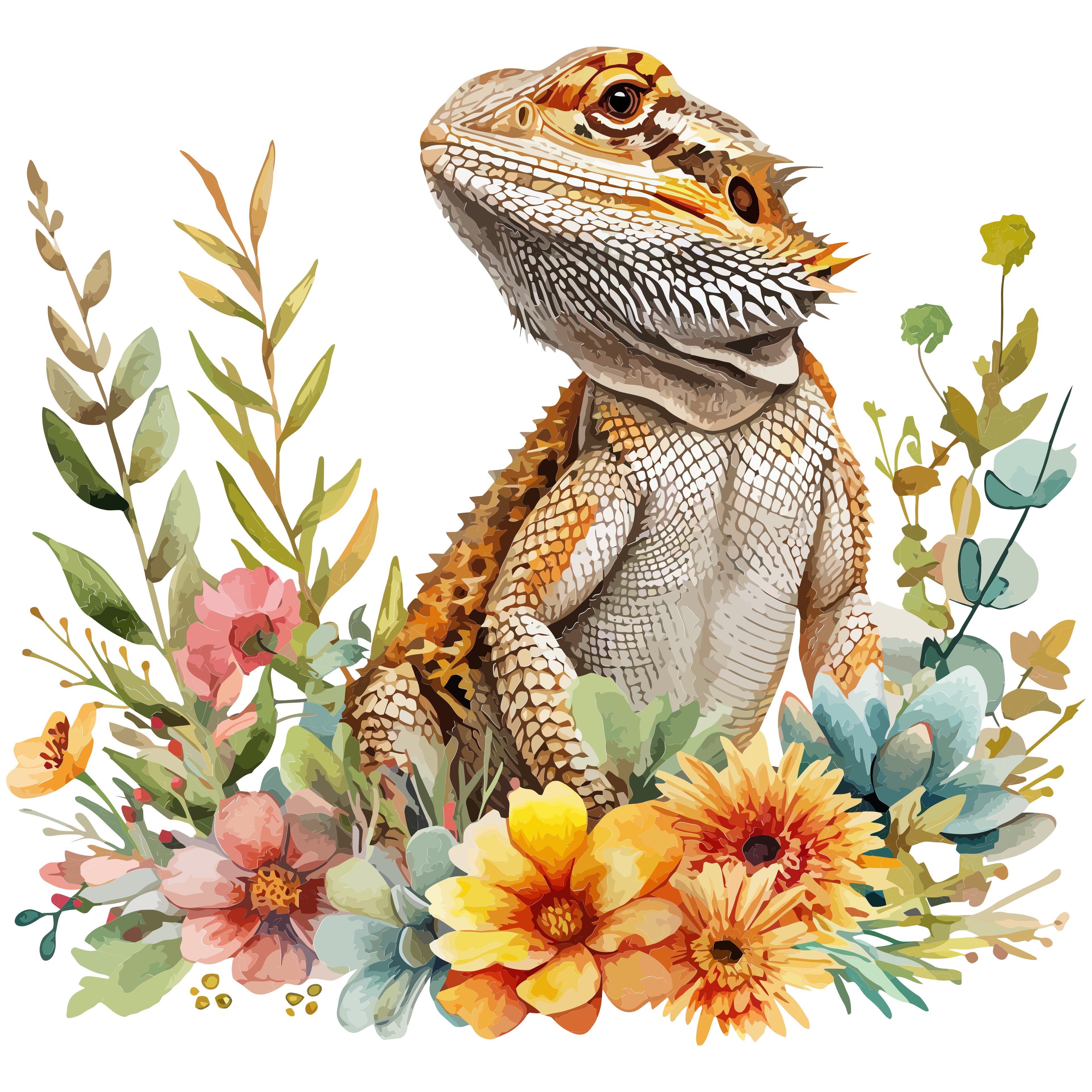 Bearded Dragon Floral 20oz Stainless Tumbler