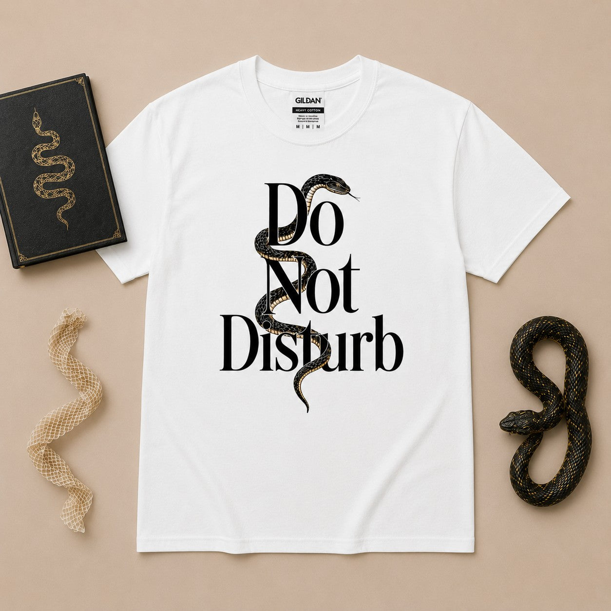 Silent Warning Snake T-Shirt | Minimalist Do Not Disturb Reptile Tee