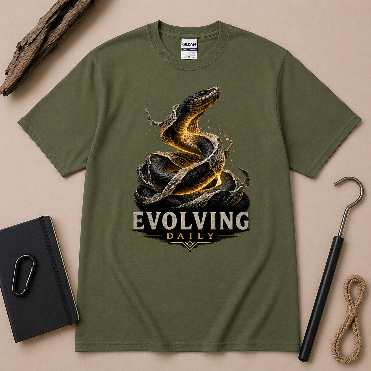 Evolving Daily Snake T-Shirt | Motivational Reptile Graphic Tee for Growth & Transformation