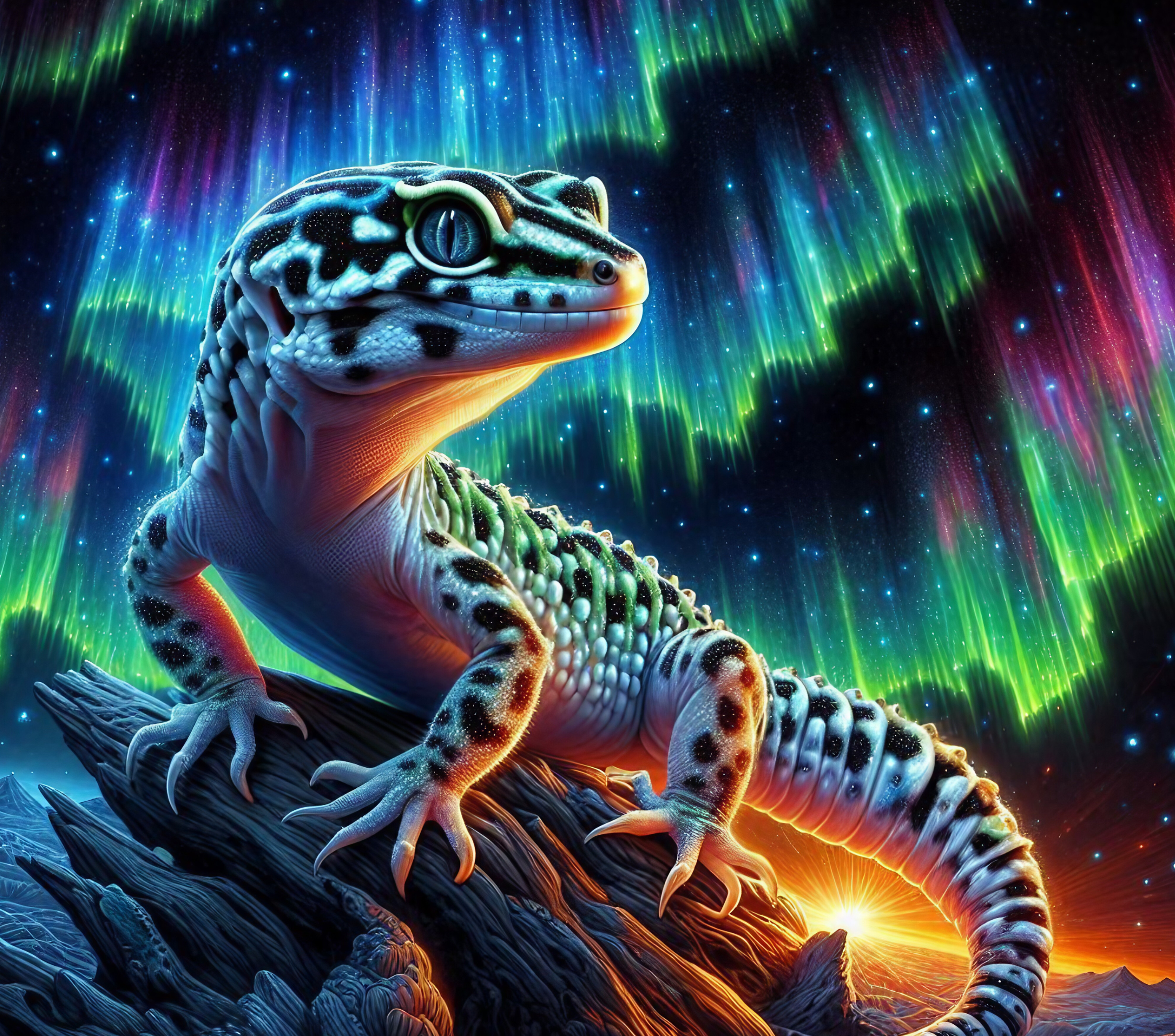 20oz Gecko Tumbler — Neon Leopard Gecko Stainless Steel Travel Cup