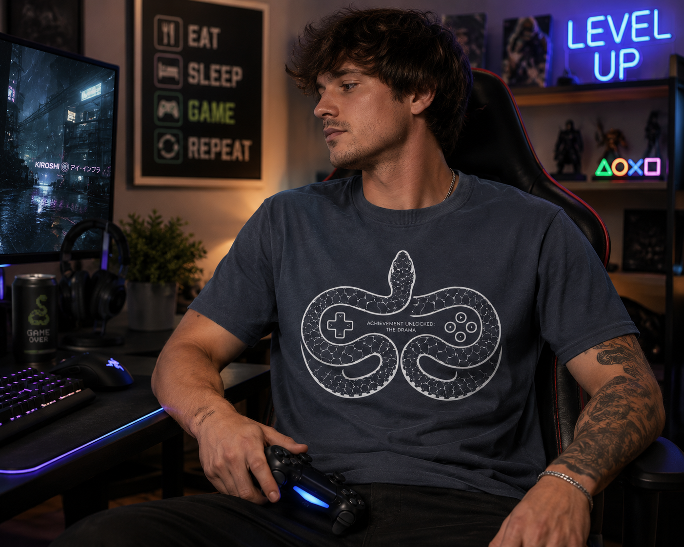 Snake Gaming Shirt | Achievement Unlocked Graphic Tee for Gamers & Reptile Lovers