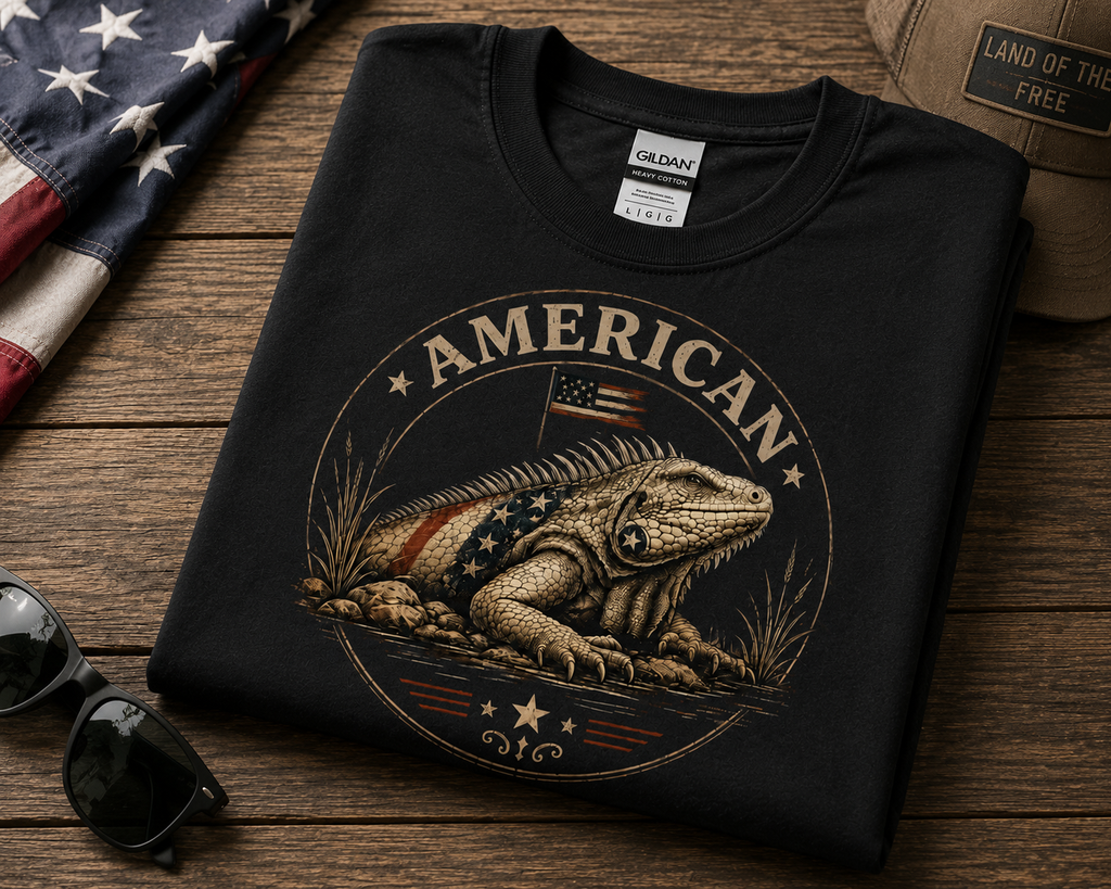 American Iguana Patriotic Shirt | Vintage Reptile USA Graphic Tee