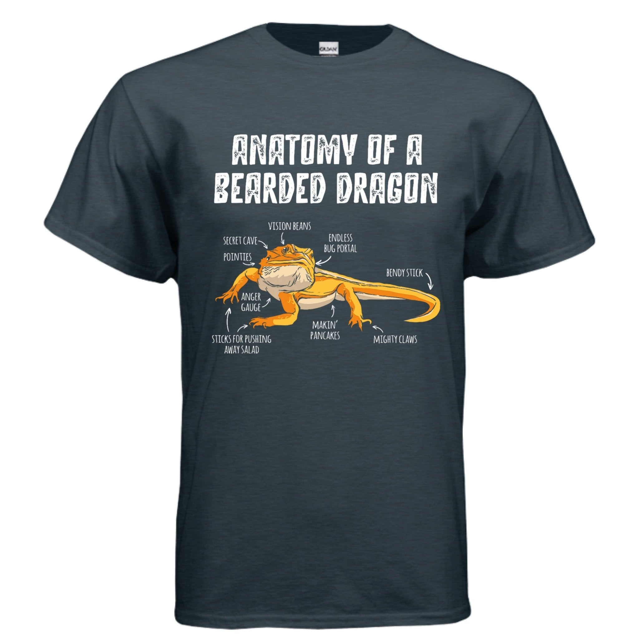 Funny Bearded Dragon Anatomy Adult T-shirt - Red River Exotics