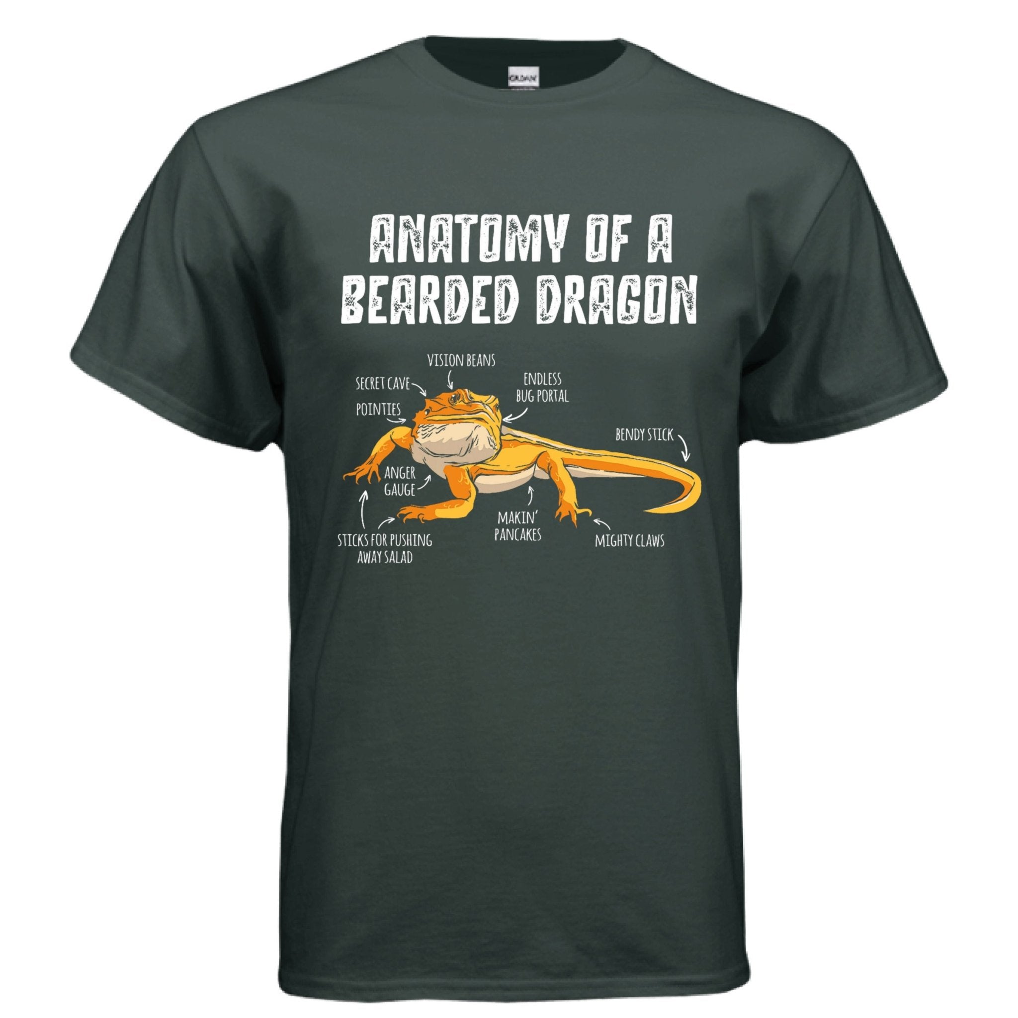 Funny Bearded Dragon Anatomy Adult T-shirt - Red River Exotics