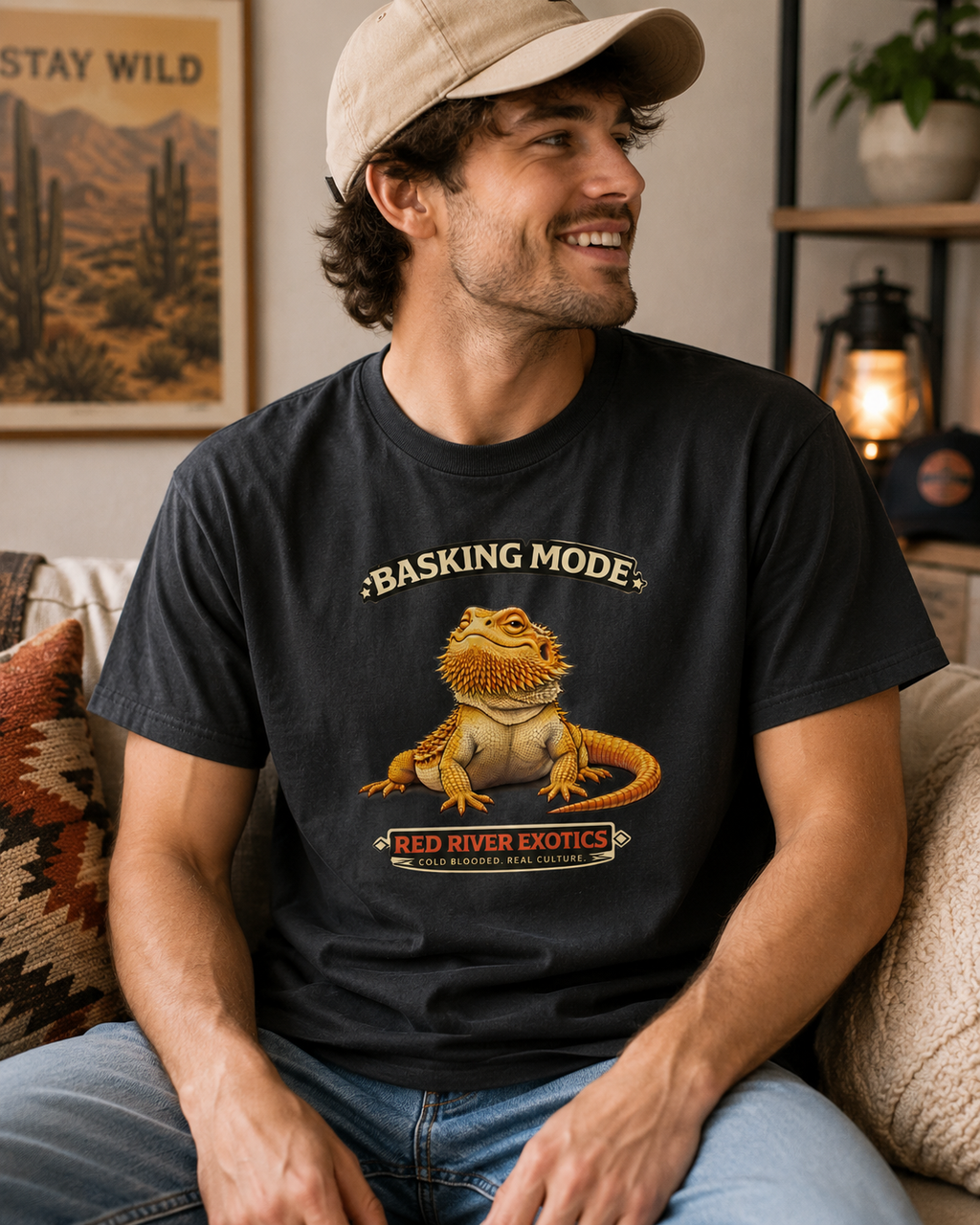 Basking Mode Bearded Dragon T-Shirt | Funny Beardie Tee for Reptile Lovers | Red River Exotics Shirt