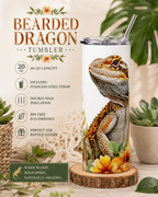 Bearded Dragon Floral 20oz Stainless Tumbler