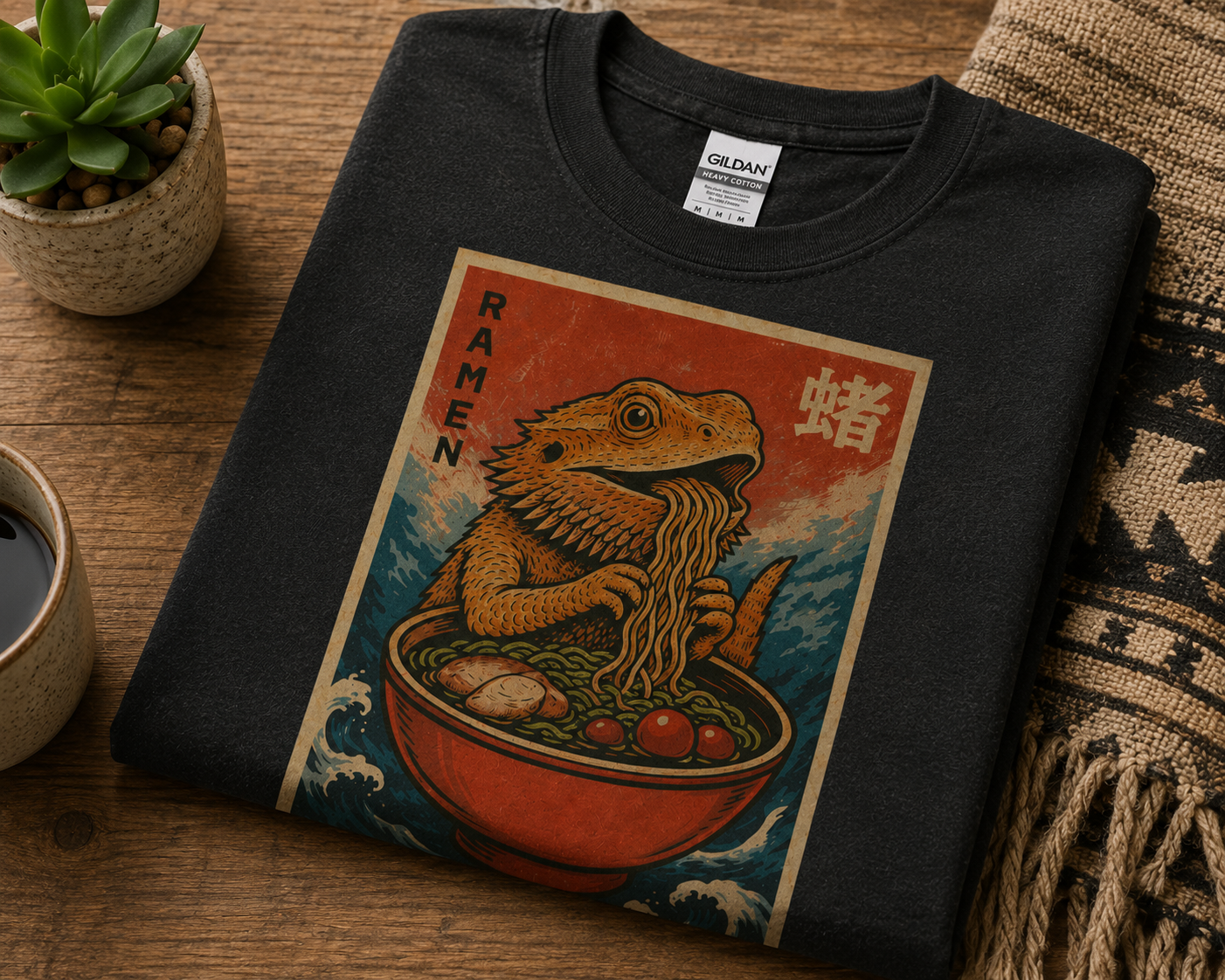 Bearded Dragon Ramen T-Shirt | Cute Ramen Lover Reptile Tee | Funny Beardie Shirt