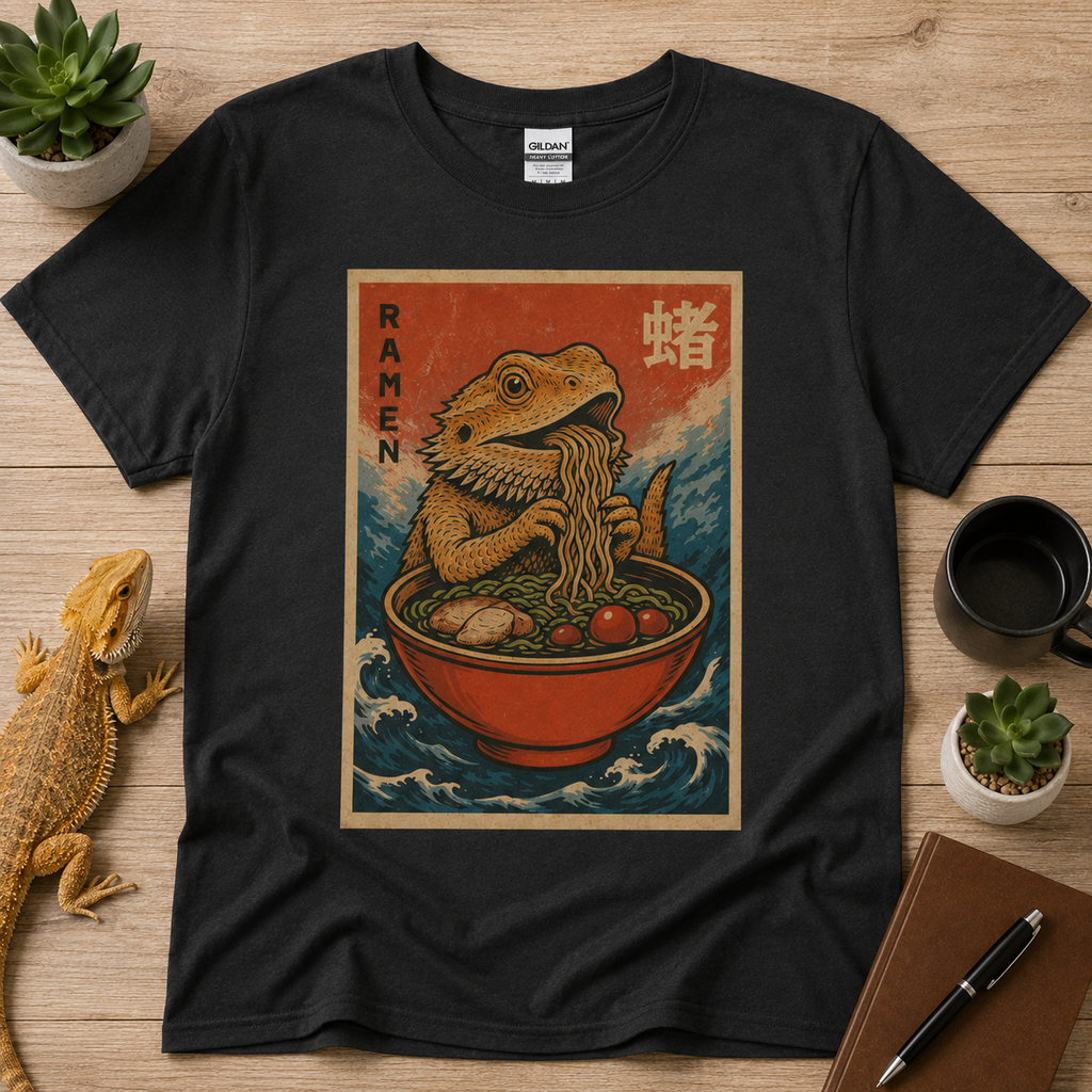 Bearded Dragon Ramen T-Shirt | Cute Ramen Lover Reptile Tee | Funny Beardie Shirt