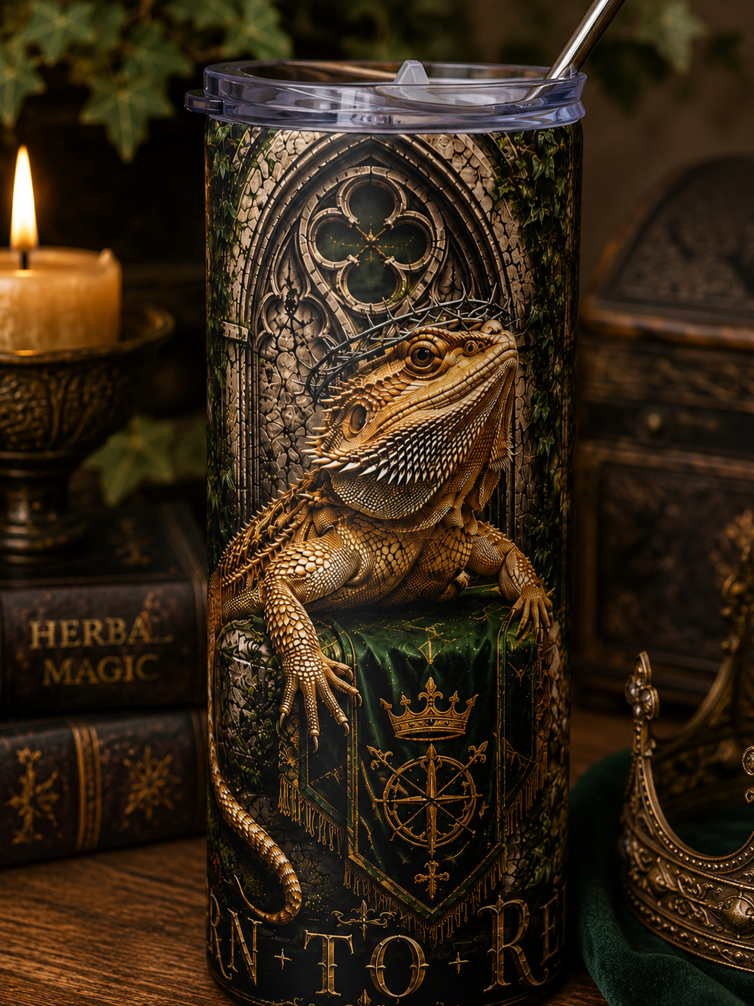 Bearded Dragon Born to Reign Stainless Steel Tumbler, 20oz