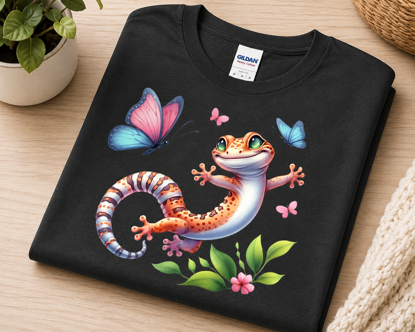 Butterfly Leopard Gecko Shirt | Cute Gecko Lover Graphic Tee