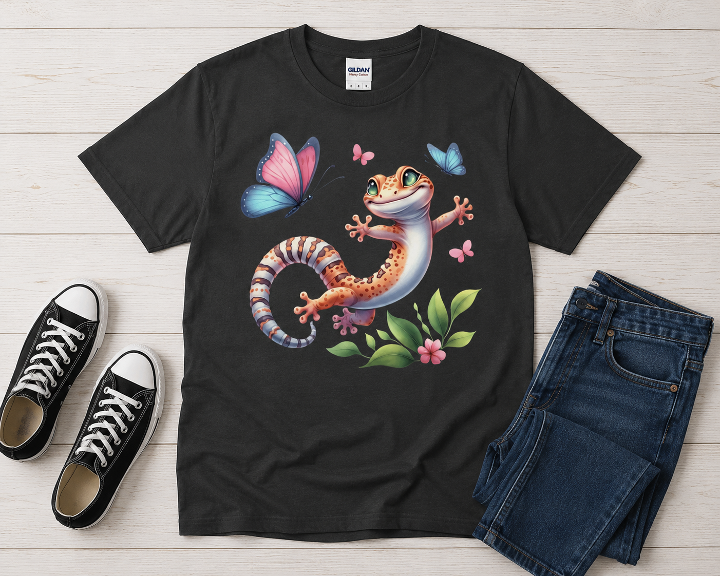 Butterfly Leopard Gecko Shirt | Cute Gecko Lover Graphic Tee