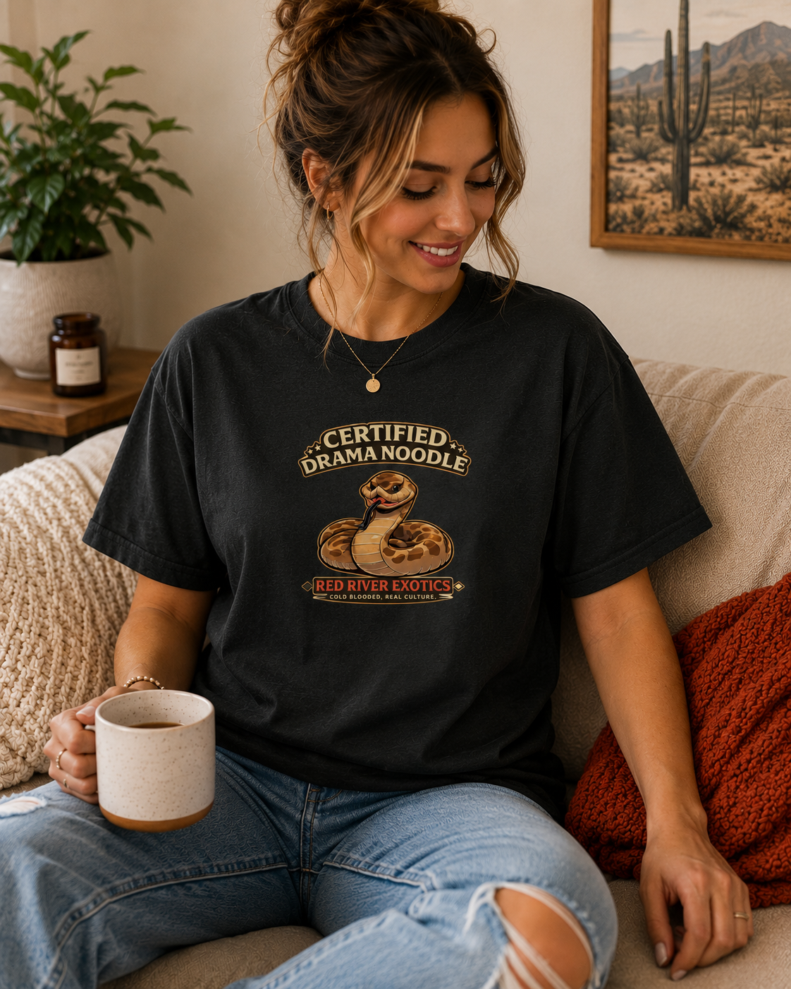 Certified Drama Noodle T-Shirt | Funny Hognose Snake Tee | Cute Reptile Lover Shirt | Red River Exotics