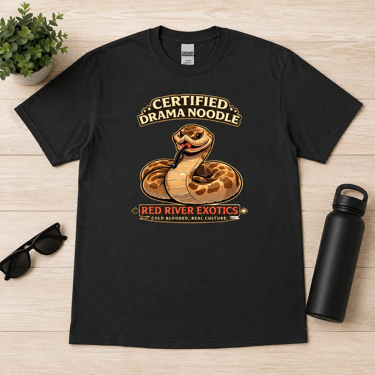Certified Drama Noodle T-Shirt | Funny Hognose Snake Tee | Cute Reptile Lover Shirt | Red River Exotics