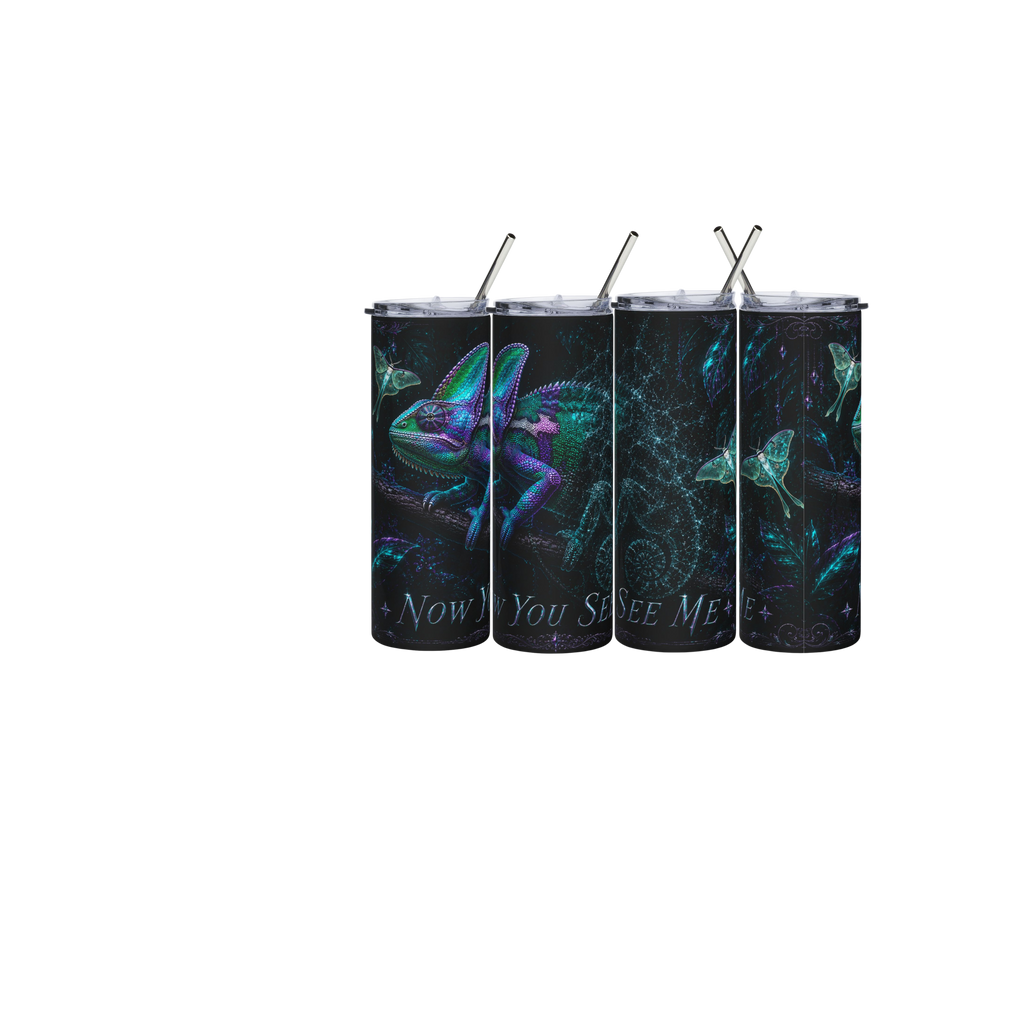20oz Stainless Steel Tumbler — Iridescent Chameleon Night Design