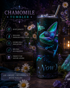 20oz Stainless Steel Tumbler — Iridescent Chameleon Night Design