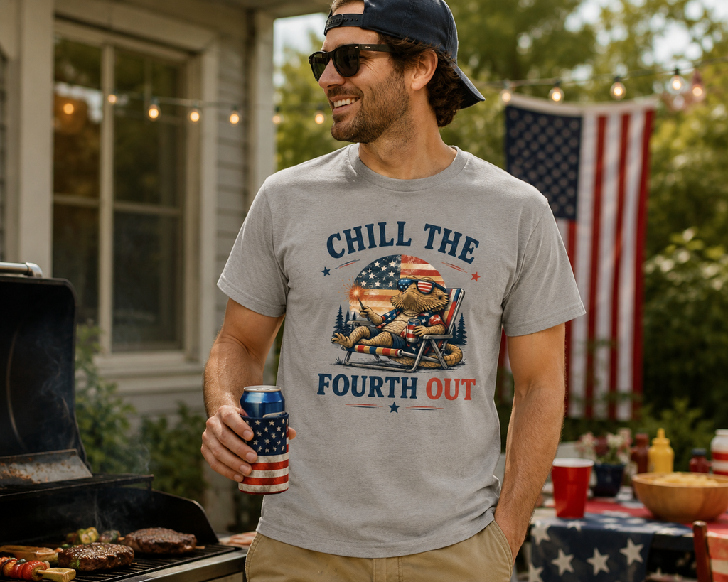 Chill The Fourth Out Bearded Dragon Shirt | Funny 4th of July Patriotic Tee