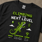 Climbing to the Next Level - Funny Gamer Gecko Tee