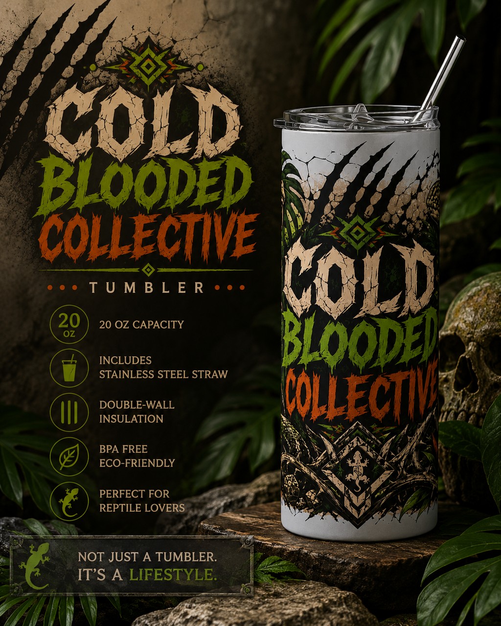 Cold-Blooded Collective 20oz Stainless Tumbler