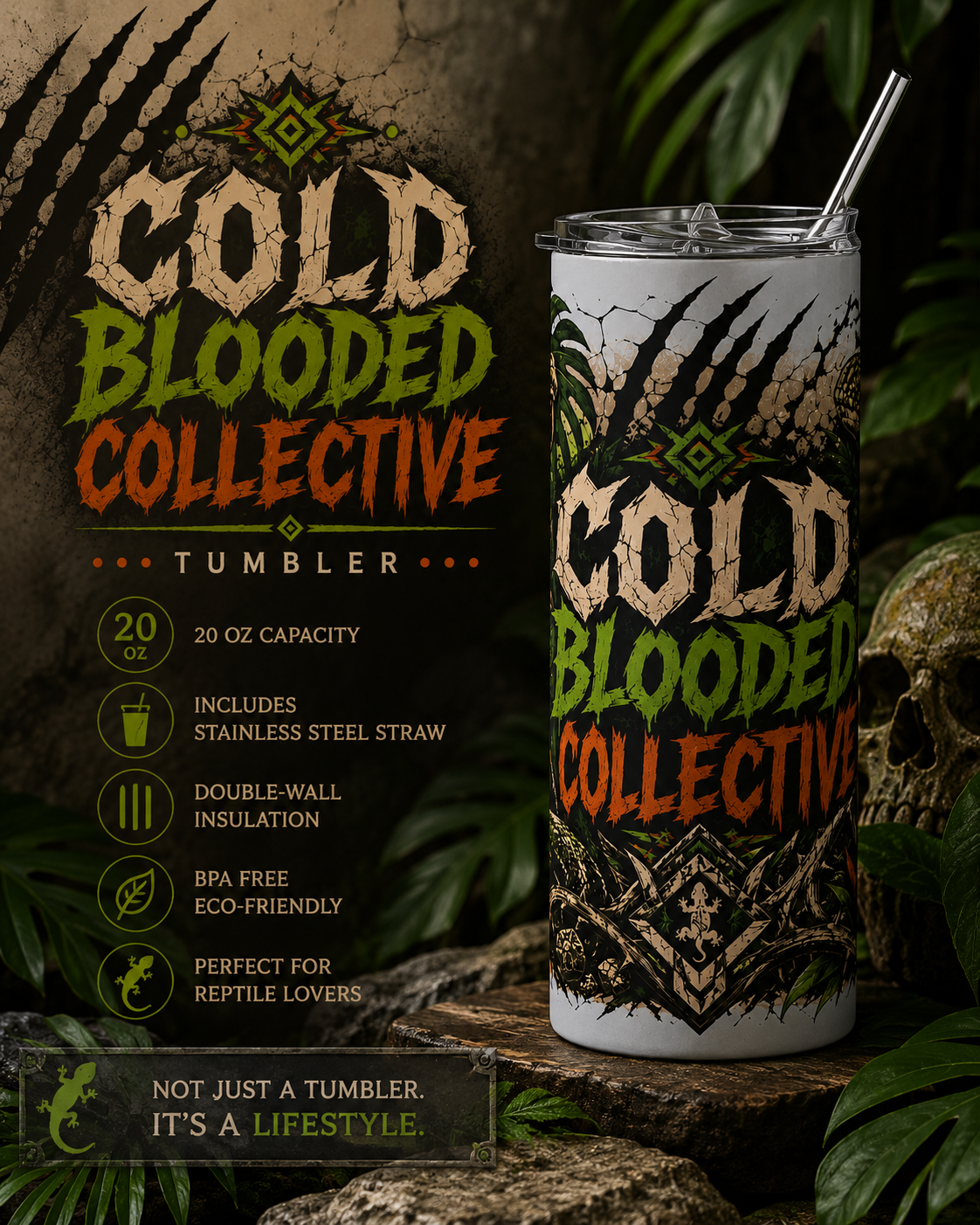 Cold-Blooded Collective 20oz Stainless Tumbler
